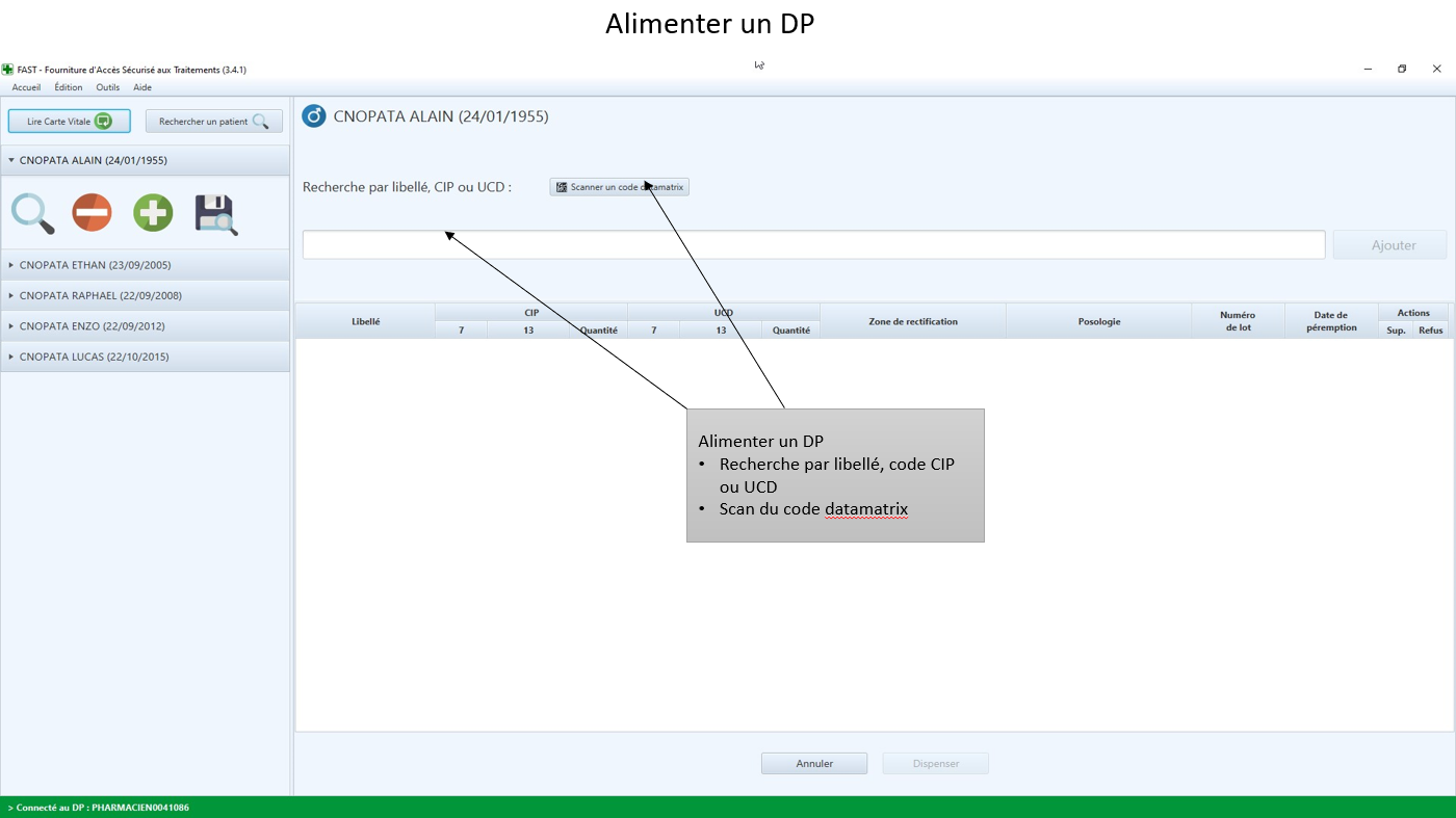 Alimenter un DP
